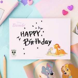 Cartes postales hologramme Disney Bambi/Dumbo/La dame et le clochard/aristochats/101 dalmatiens/mignonne carte postale/carte d'anniversaire/carte de voeux image 9