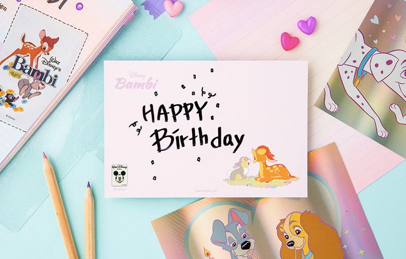 Cartes postales hologramme Disney Bambi/Dumbo/La dame et le clochard/aristochats/101 dalmatiens/mignonne carte postale/carte d'anniversaire/carte de voeux image 9