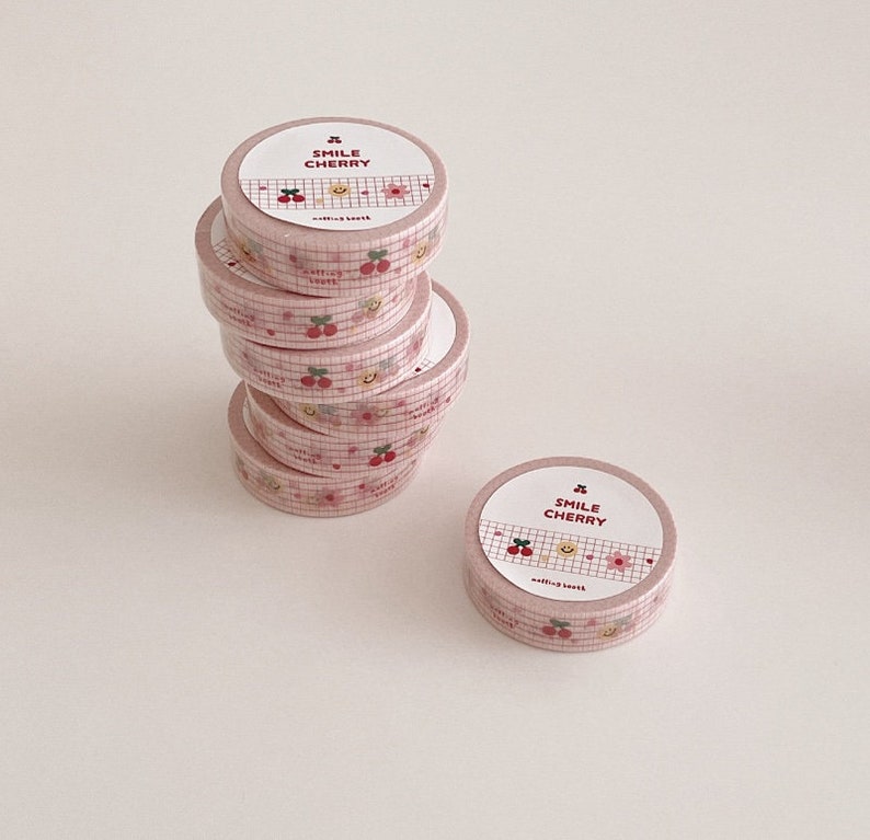 Nastro Washi Smile Cherry / Nastro per mascheratura / Scrapbooking / Decorazione / Adesivi pianificatore / Nastro pianificatore / Diario / Forniture artigianali / Fai da te immagine 4