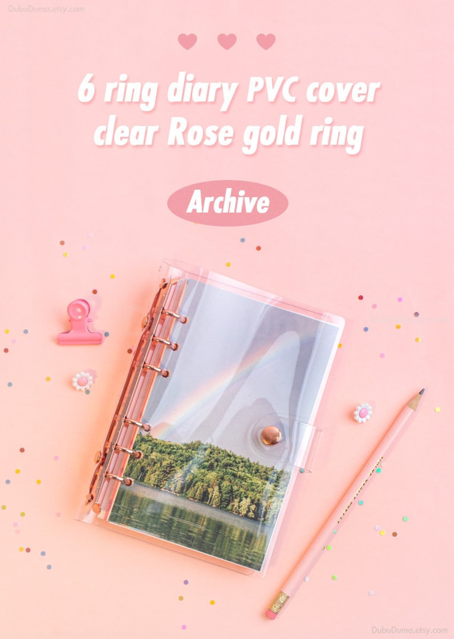 Archive 6 Ring Cover V.clear / Rose Gold 6 Ring Cover / Diary Etsy