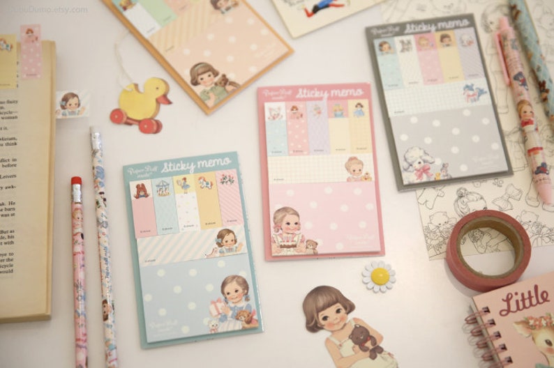 Paper Doll Sticky Note / Cute Notepad / Colorful Notepads / Etsy