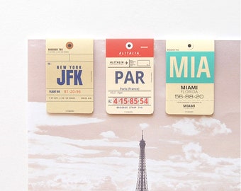3 Airline Tag Magnetic Bookmarks / Planner Bookmark / Journal Bookmark / Bookish / Book Lover Gifts / Scrapbooking / Journalling