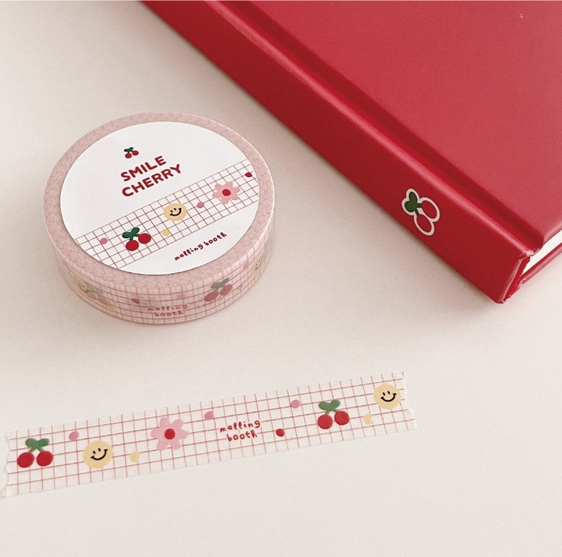 Nastro Washi Smile Cherry / Nastro per mascheratura / Scrapbooking / Decorazione / Adesivi pianificatore / Nastro pianificatore / Diario / Forniture artigianali / Fai da te immagine 8