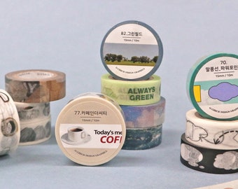 Washi Tape 15mm [14types] / Daily Masking Tape / Scrapbooking / Decoration / Planner Stickers / Journal / School Supplies / DIY