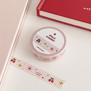 Nastro Washi Smile Cherry / Nastro per mascheratura / Scrapbooking / Decorazione / Adesivi pianificatore / Nastro pianificatore / Diario / Forniture artigianali / Fai da te immagine 7