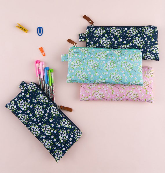  Hefddehy Pink Cherry Blossom Pencil Case PU Leather Pencil Case  Stationery Pencil Case Sweet Pencil Case Pencil Case : Arts, Crafts & Sewing