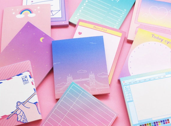 Memo Pad 12types / Colorful Notepad / Writing Paper Memo Pad / Korean  Stationery / Scrapbooking / Christmas Gift / Journal / Pink 