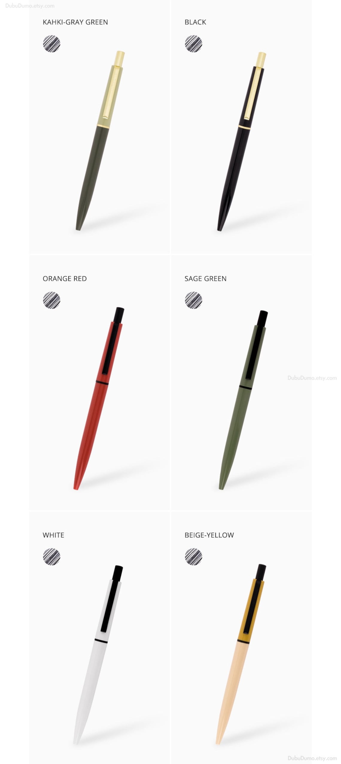 0.5mm Black Ink Ballpoint Pen 10 Colors / Colorful Pens / Etsy