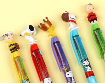 0.5mm Peanuts 3 Colors Ballpoint Pen / 3colors Ink Pen / Character Pen / Stationery / Desk Accessory / Writing Tools / Planner Supplies