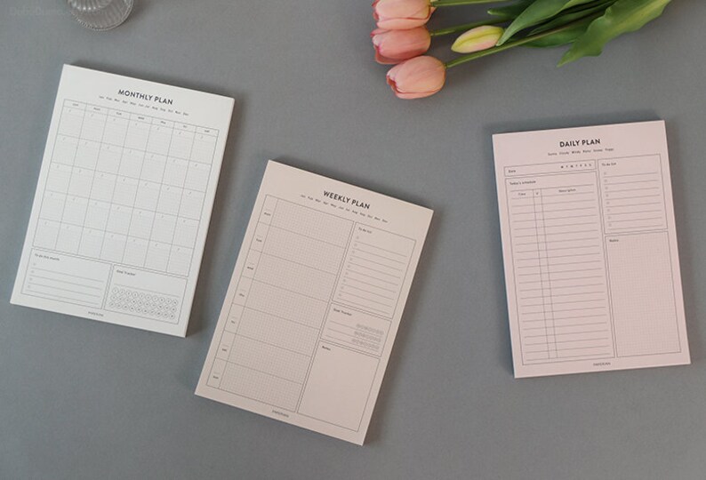 A5 Planner Memo Pad 3types / Monthly Plan Weekly Plan Etsy UK