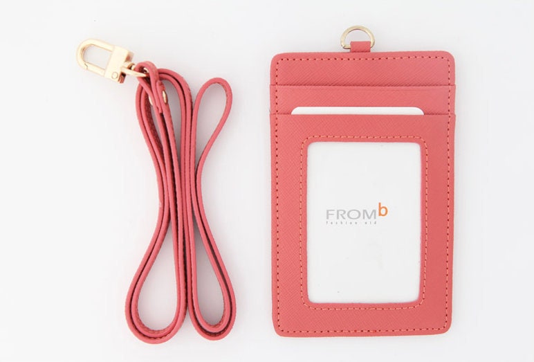Genuine Leather ID Badge Holder indi Pink / Transportation Etsy