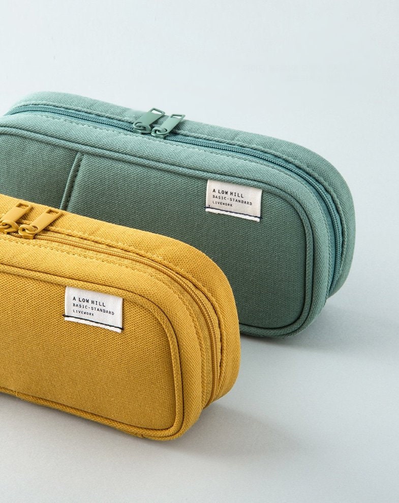 Green Canvas Pencil Case, Zipper Pouch -  Denmark