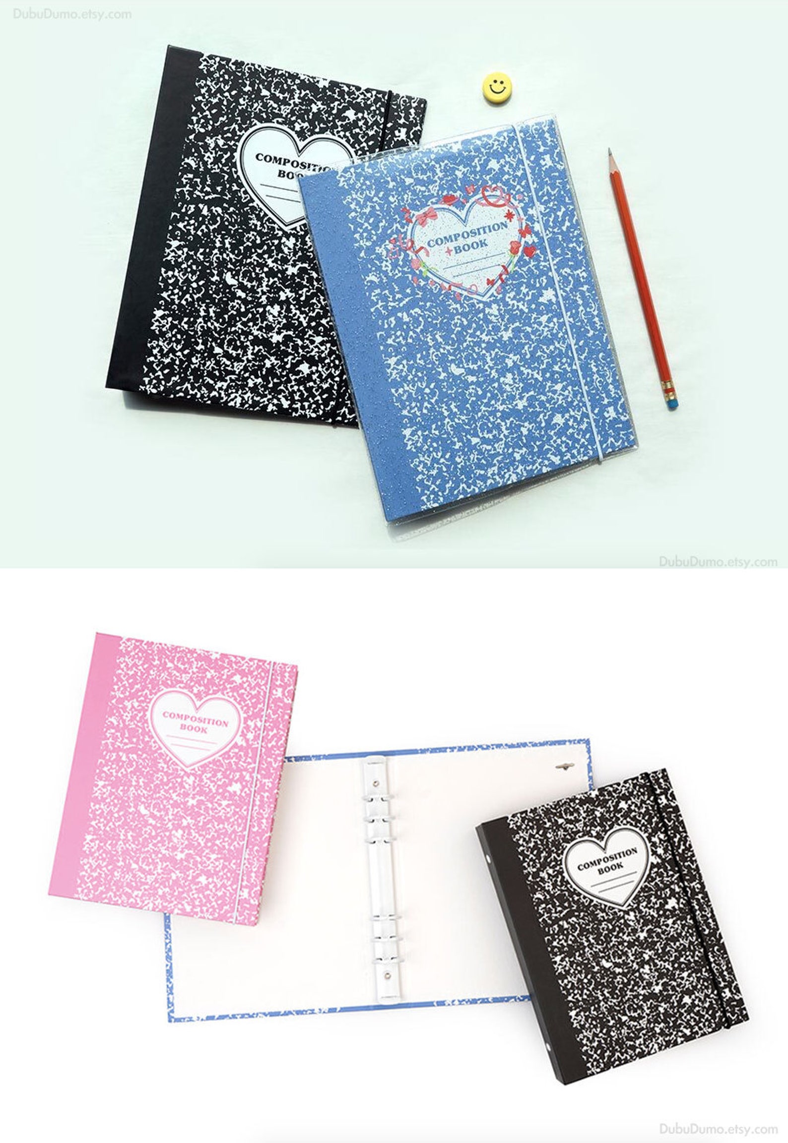 A5 Composition Hardcover Ring Binder / White 6 Ring Binder / Etsy UK