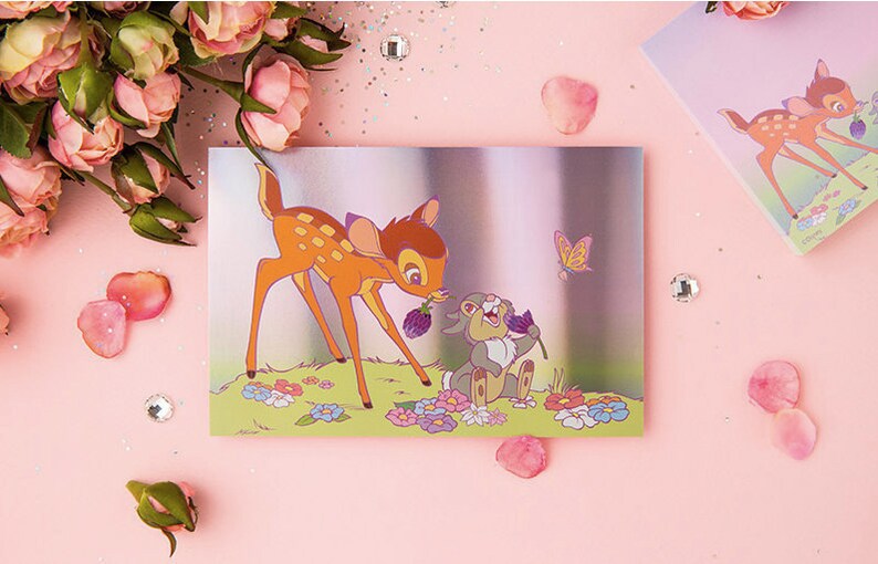 Cartes postales hologramme Disney Bambi/Dumbo/La dame et le clochard/aristochats/101 dalmatiens/mignonne carte postale/carte d'anniversaire/carte de voeux image 1