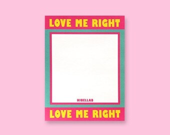 Memo Pad [LOVE ME RIGHT] / Notepad / Stationery / Scrapbooking / Organize / Christmas Gift / Pink Notepad / Planner / dubudumo