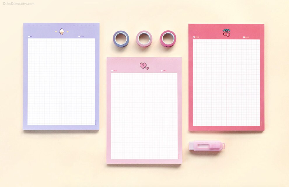 B5 Grid Notepads 8types / Simple Notepad / Big Memo Pad / Sticky Notes /  Stationery / Scrapbooking / School, Office Supplies / Planner 