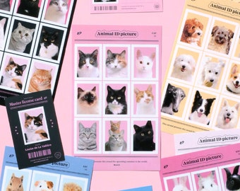 Autocollants Animal Planner + Carte d’identité / Autocollants chat / Autocollants chien de compagnie / Autocollants journal / Autocollants scrapbooking / Papeterie / Autocollants sceau