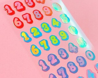 Twinkle Deco Sticker [Numéro] / Hologram Planner Stickers / Scrapbooking / Diary Deco Stickers / Journal / School Sticker