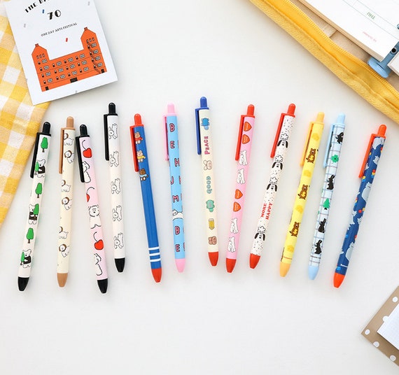 0.38mm Black Ink Ballpoint Pen 12types / Colorful Pens / Writing Tools /  Journal Pen / Planner Pen / Planner Accessory / Pen Set 