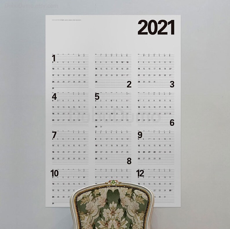 2021 Wall Calendar 2021 Wall Planner Wall Poster Calendar Etsy