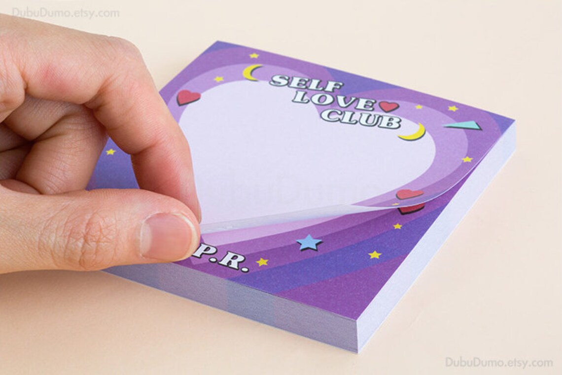 SELF LOVE CLUB Notepad purple / Heart Notepads / Memo Pad / Etsy