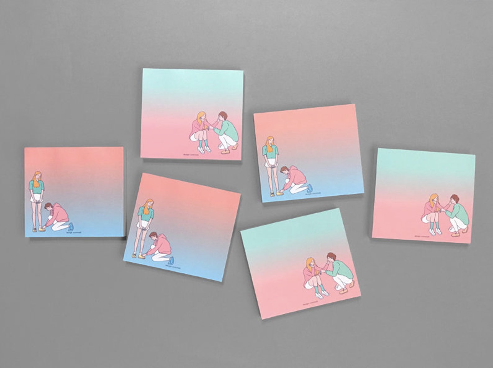 Couple Notepad / Pastel Notepads / Memo Pad / Stationery / Etsy