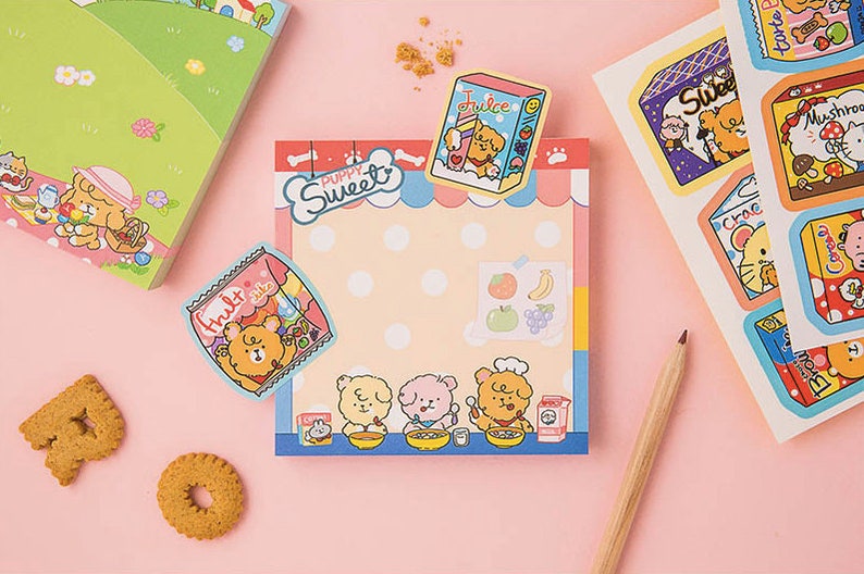 Illustration Notepads Colorful Notepad Memo Pad Scrapbooking Organize Christmas Gift Cute Kawaii Notepad School Cereal Doggy