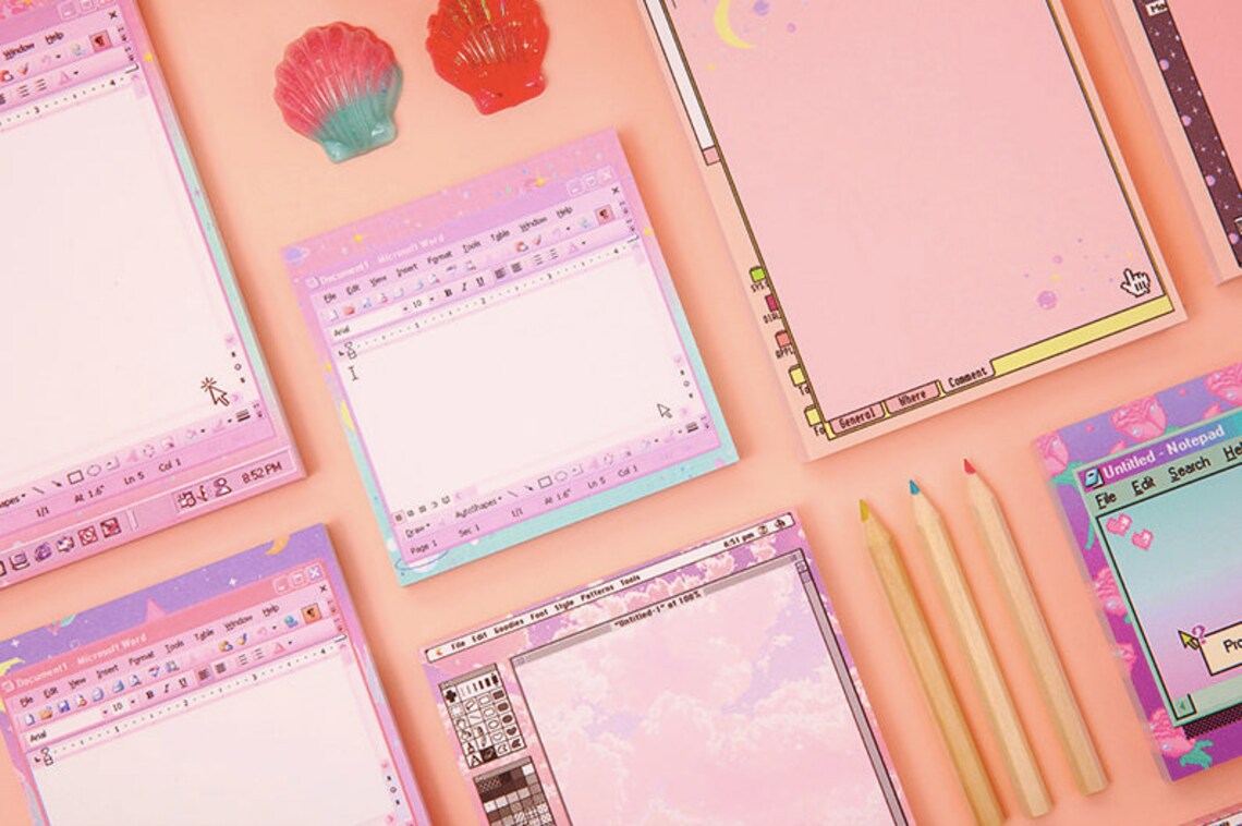 Word Pink Notepad S / Pink Notepads / Memo Pad / Stationery Etsy