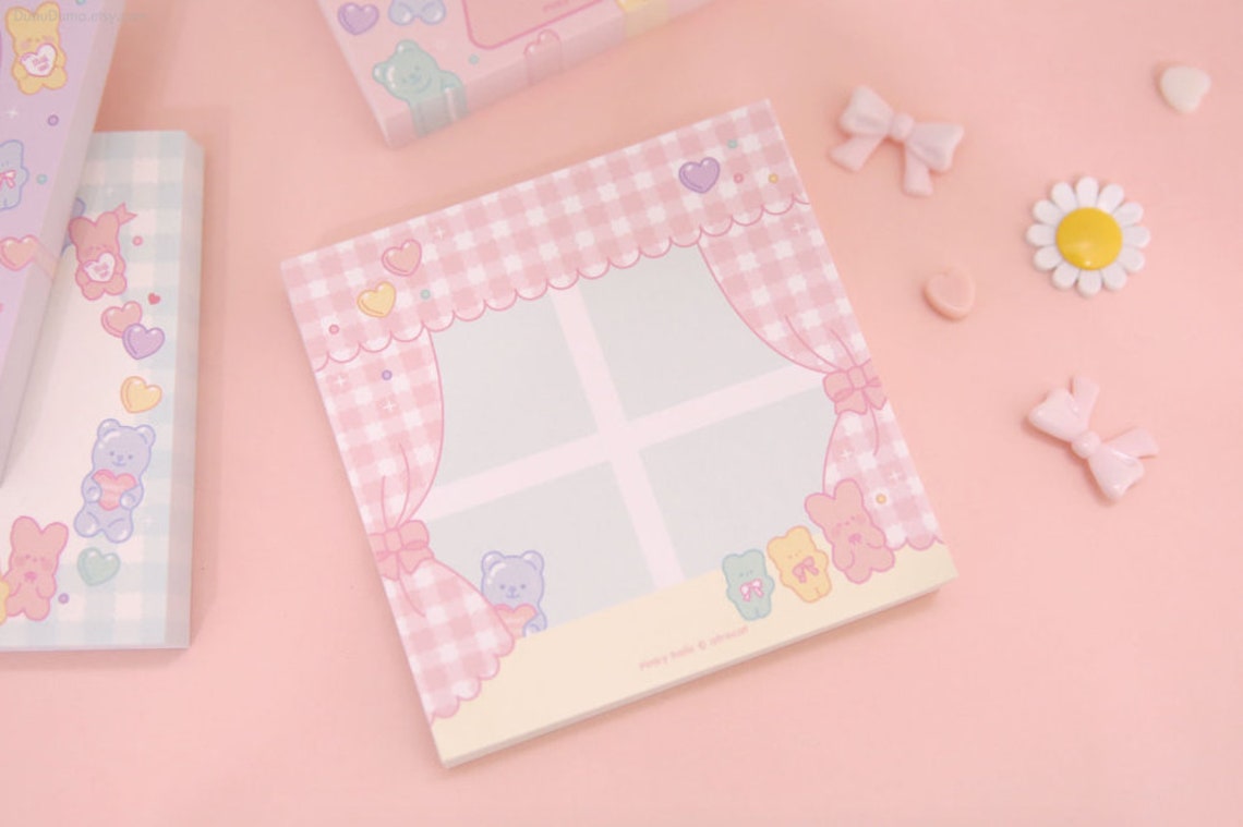 Pink Memo Pad / Colorful Notepad / Notepads / Scrapbooking / Etsy