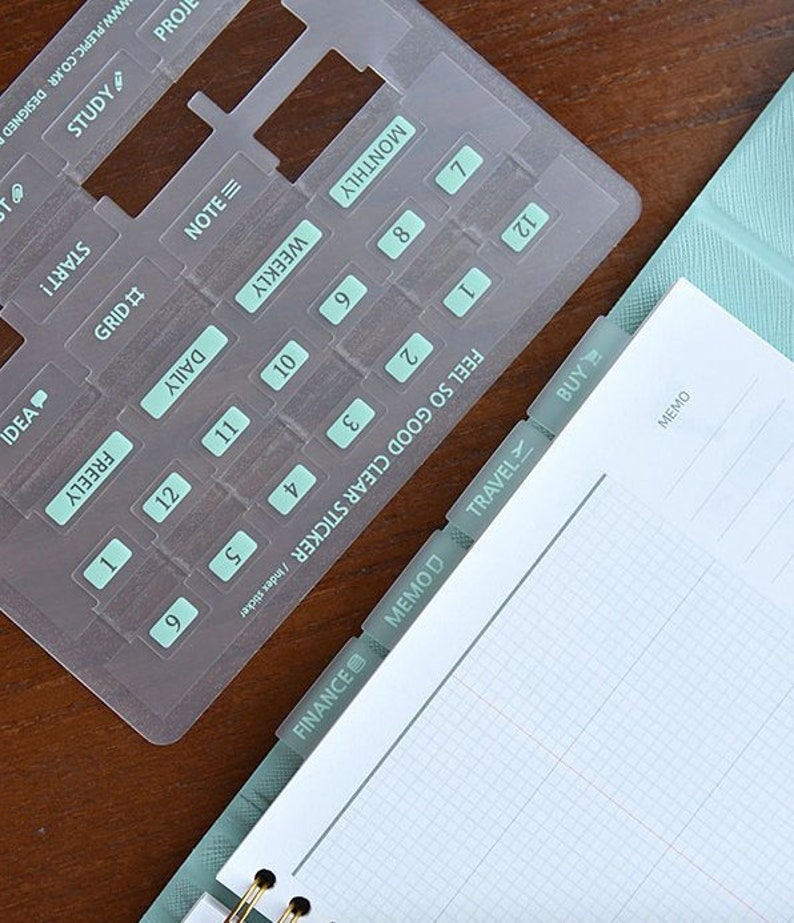 Clear Index Stickers VER.3 7colors / Tabs Stickers / Planner Etsy
