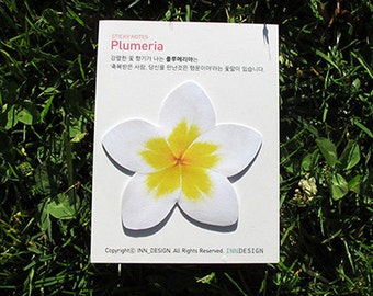 Sticky Note [ Plumeria ] / Flower Notepads / Personalized Notepad / White Memo pad / Sticky note / Stationery / Scrapbooking