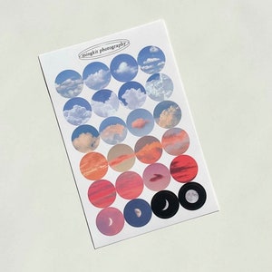 Sky Circular Sticker / Deco Diary Stickers  / Scrapbooking Stickers / Decorative Stickers / Decor Sticker / dubudumo