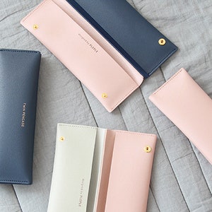 Leather Pencil Case [4Colors] / Twin Pen case / Both Side Pencil Pouch / Pen Pouch / Zipper Pouch / Zipper Bag / Makeup Bag /School Supplies