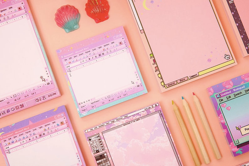 Pink Notepads Memo Pad Stationery Scrapbooking Organize Christmas Gift Cute Notepad Kawaii Notepad Word Pink Notepad L