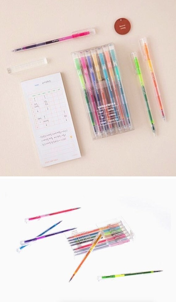 0.38mm Clear Gel Pen 14colors / 0.38mm Gel Pen, Quick Dry Pen / Desk  Accessory / Writing Tools / Journal Pen / Planner Pen / Knock Pen 
