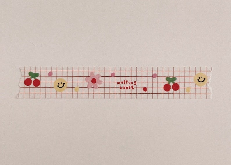 Nastro Washi Smile Cherry / Nastro per mascheratura / Scrapbooking / Decorazione / Adesivi pianificatore / Nastro pianificatore / Diario / Forniture artigianali / Fai da te immagine 5