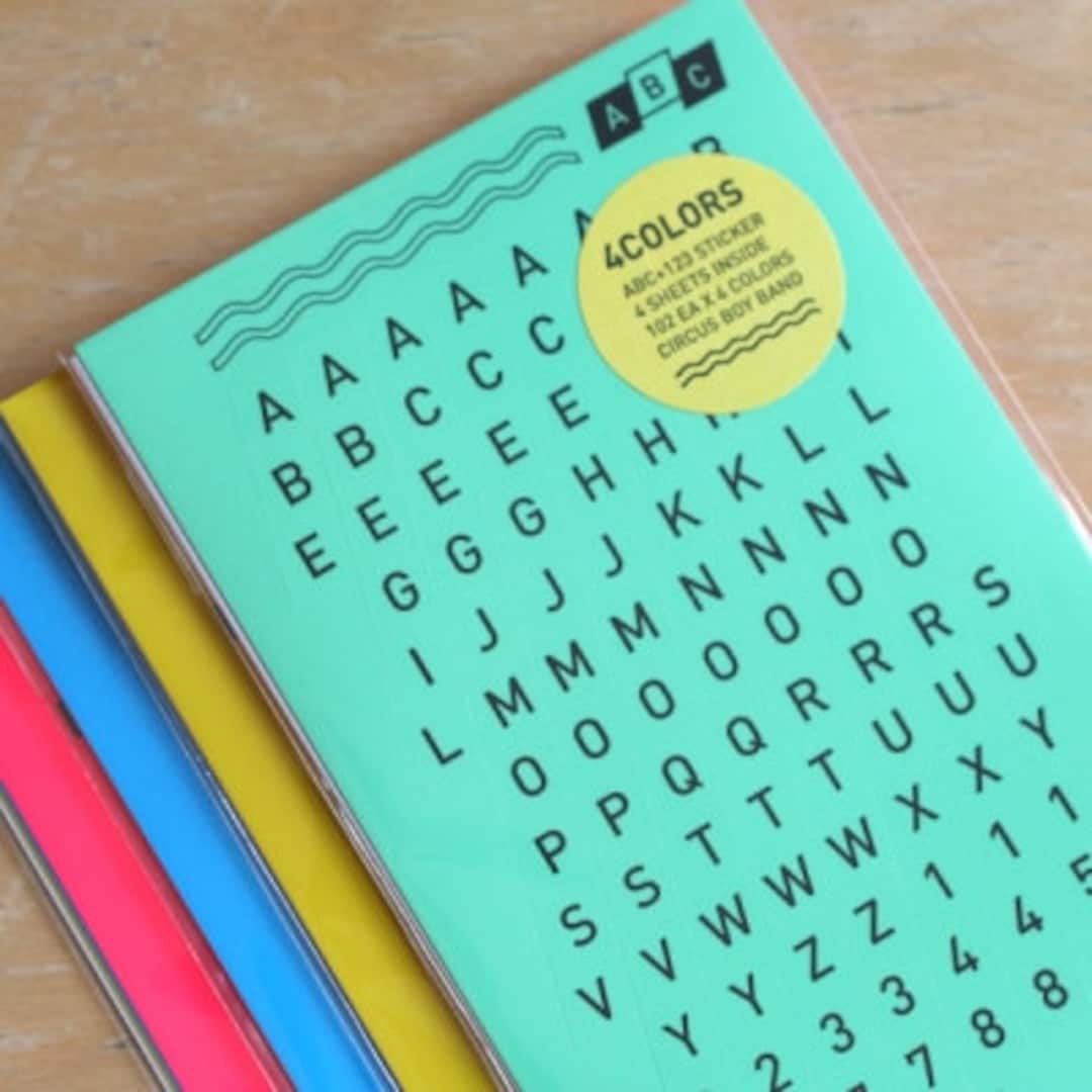 Alphabet Stickers VER.2 Pack of 4colors / Letters Stickers Etsy