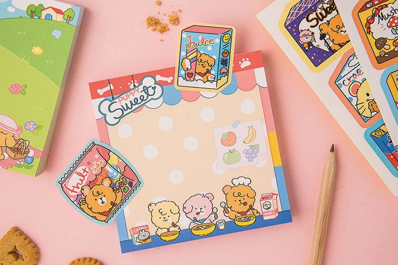 Illustration Notepads Colorful Notepad Memo Pad Scrapbooking Organize Christmas Gift Cute Kawaii Notepad School Cereal Doggy