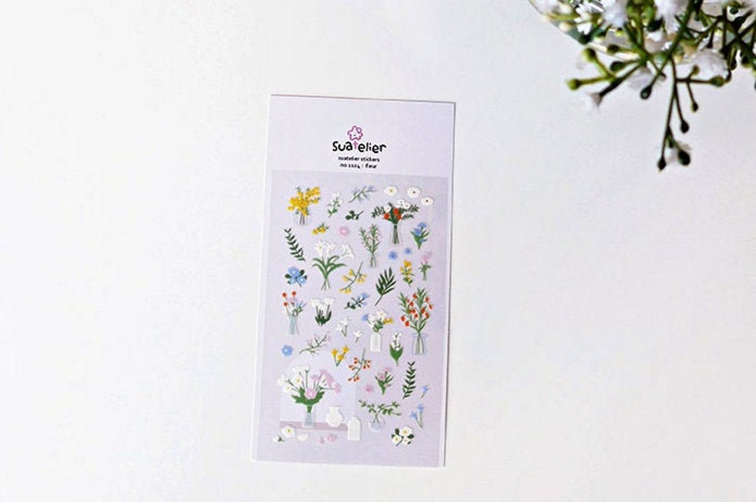 Floral Stickers Pack, Flowers Sticker Sack Series E, Planner