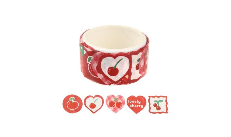 Cherry Heart Washi Tape / Lovely Masking Tape / Scrapbooking / Decoration / Planner Stickers / Planner Tape / Journal Craft Supplies DIY image 8