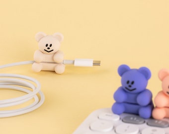 Bear Cable Holder [11colors] / Cable Organizer / Cable Protector / Desk Top Cord Holder / Cable Ties / Cord Keeper / Cord Wrap / Charger