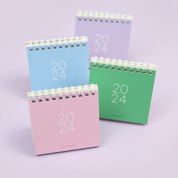 Mini calendrier 2024 [4 couleurs] / Calendrier de bureau / Calendrier simple / Calendrier coloré / Calendrier 2024 / Calendrier 2024 / Accessoires de bureau Décor