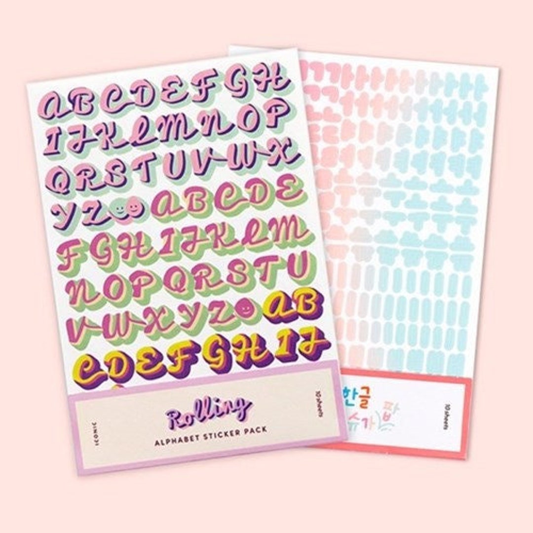 Rolling Alphabet & Korean Sticker Pack / Planner Stickers