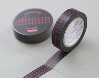 Check Washi Tape [Black Pink] / Crayon Masking Tape / Scrapbooking / Decoration / Planner Stickers / Planner Tape / Journal Craft Supplies