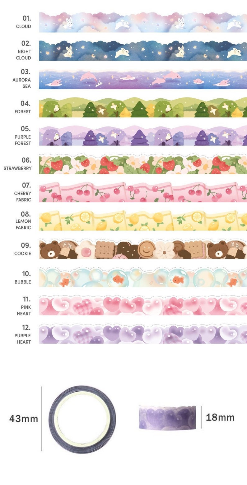 DIY Cut Washi_Sugar 12types / Masking Tape / Scrapbooking / Decoration / Planner Stickers / Planner Tape / Journal / School Sticker imagem 9