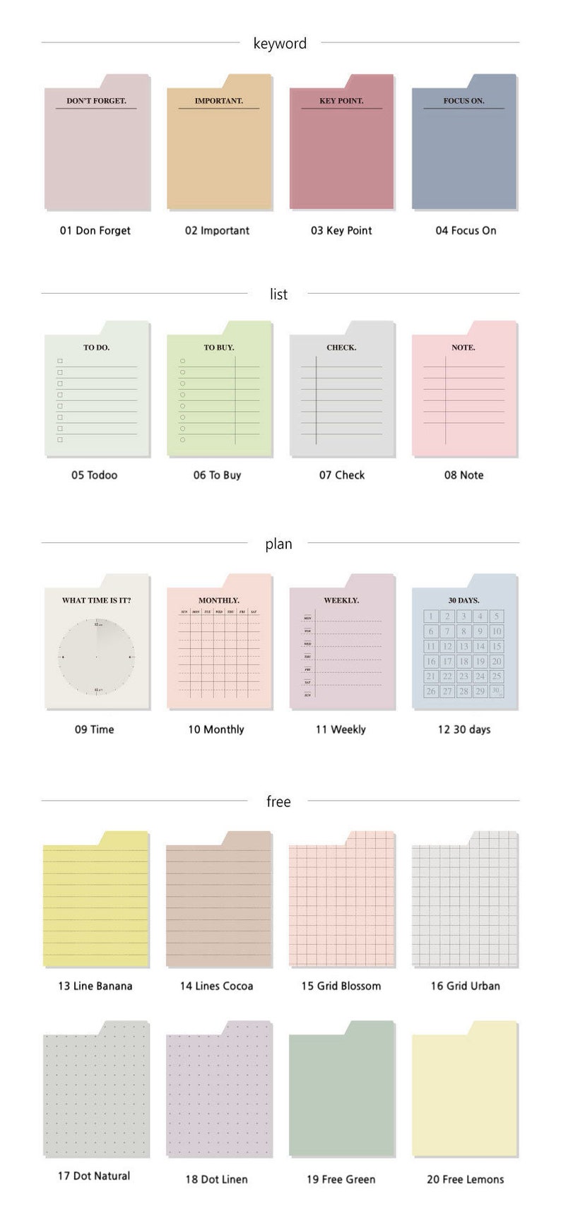Index Sticky Notes 20types / Bookmark Sticky Note / Notepads, Notepad, Memo Pad / Korean Stationery / Scrapbooking School Supplies 画像 10