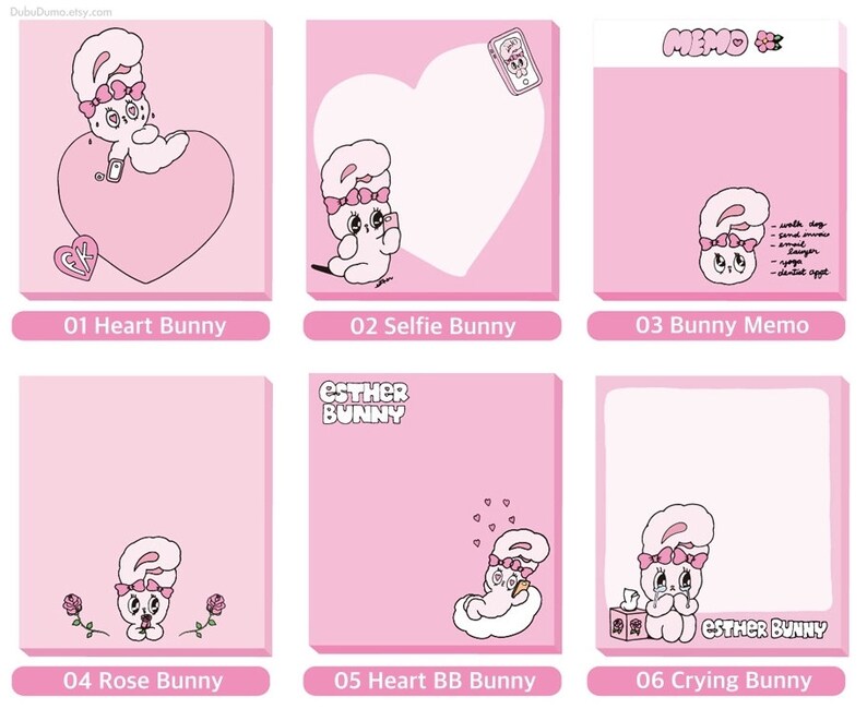 Bunny Memo Pad 12types / Rabbit / Colorful Notepad / Writing Etsy
