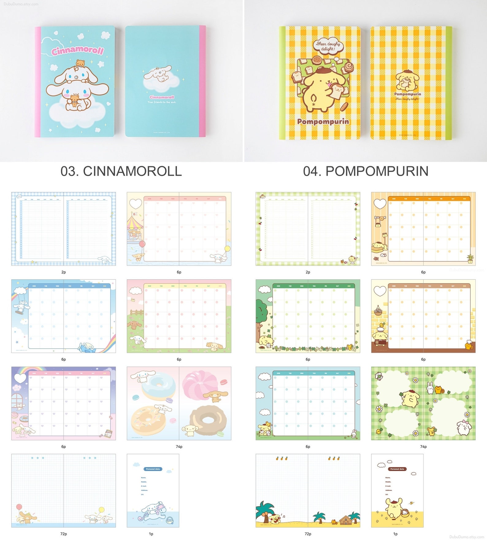 SANRIO Monthly Planner / Undated Planner / My Melody Grid Etsy