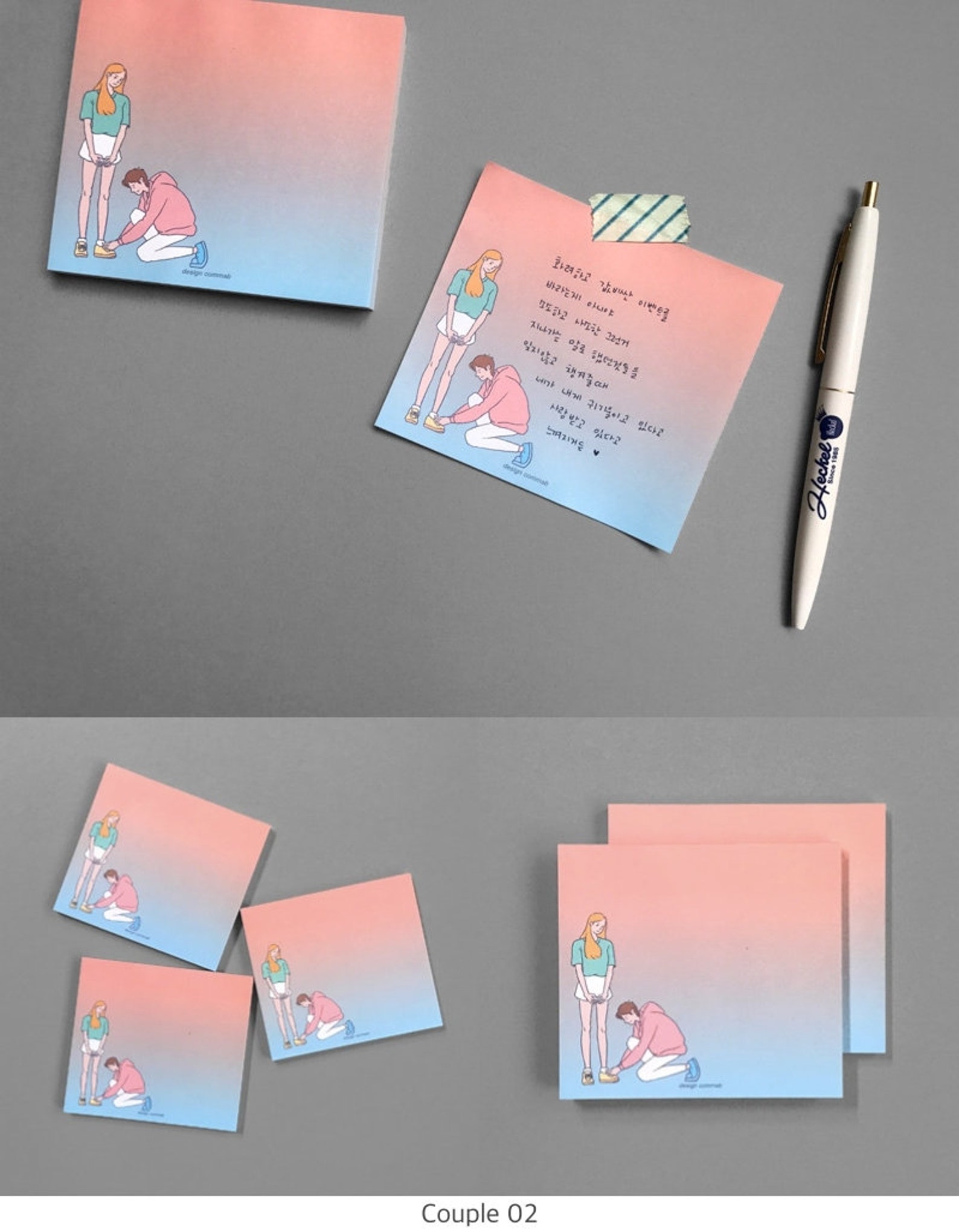 Couple Notepad / Pastel Notepads / Memo Pad / Stationery / Etsy