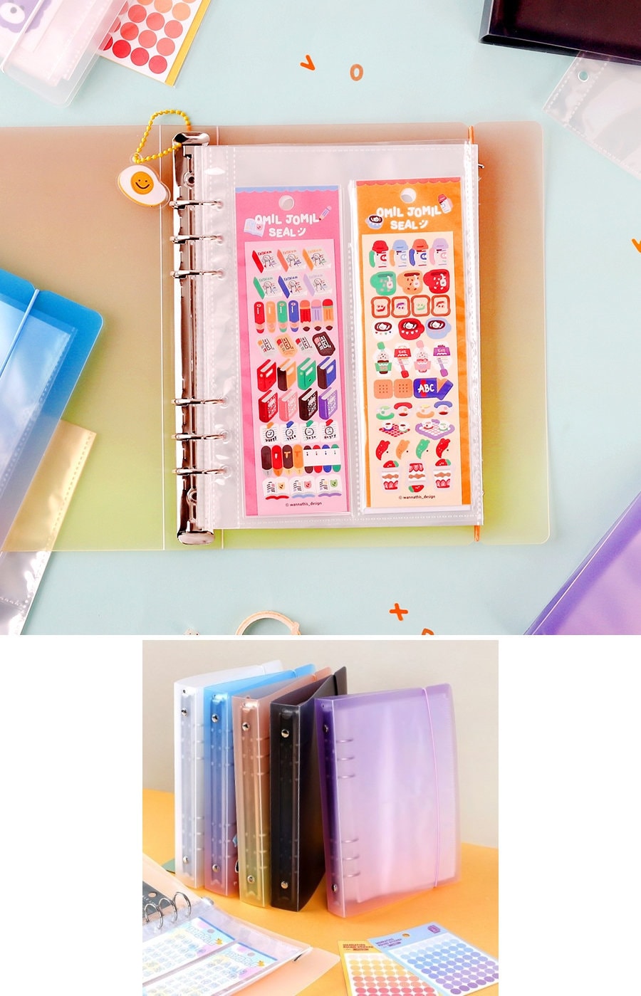 A5 Deco Pocket 6 Ring Cover [5colori] / 6Ring Binder / 6Hole Binder / A5 Binder / Planner Cover / Diario / Storage / Scrapbook / Organizzazione